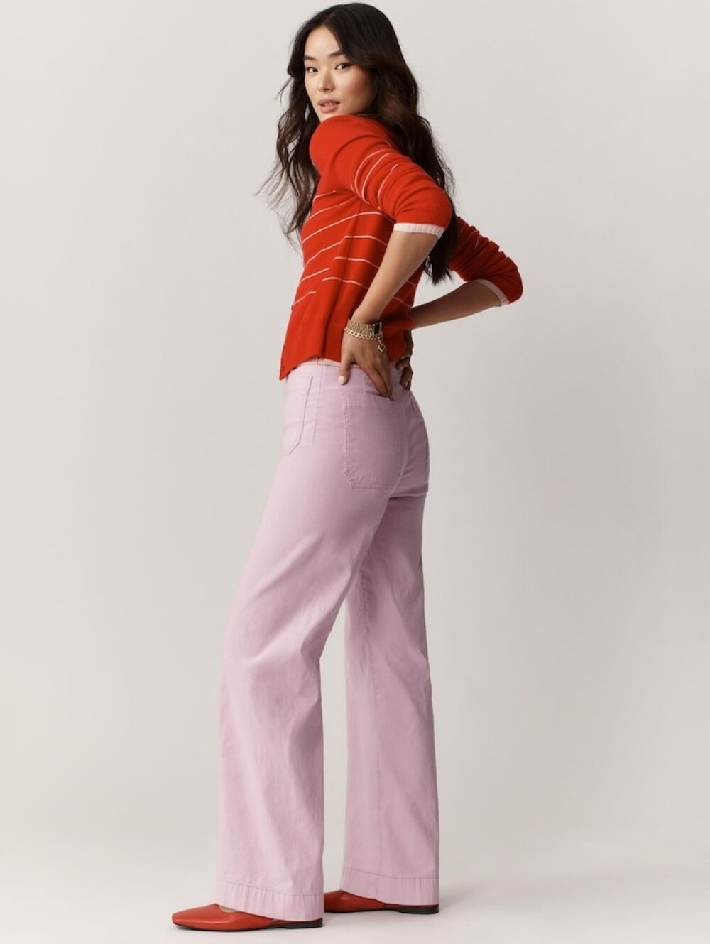 Anthropologie Maeve Purple Pink The Colette High Waisted Wide-Leg Trousers 26